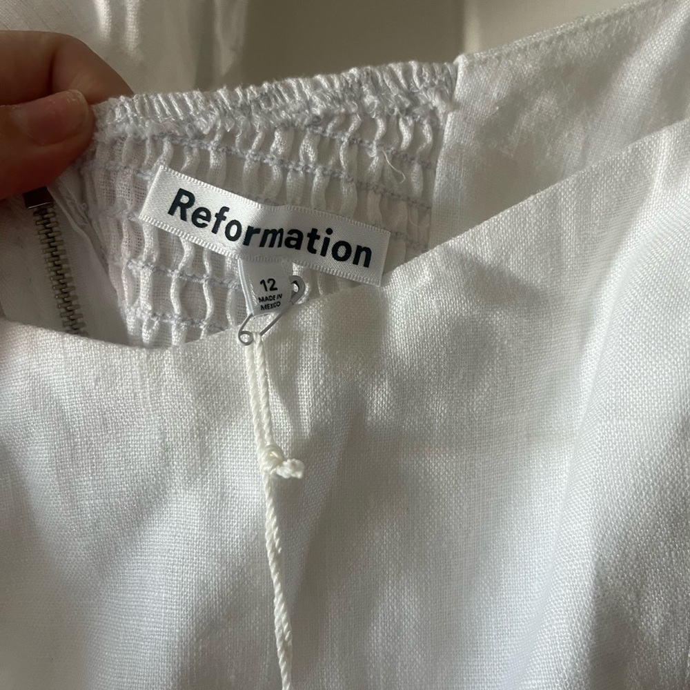 Reformation Davila Linen Midi Dress - White - NWT - Size 12 - Picture 6 of 8
